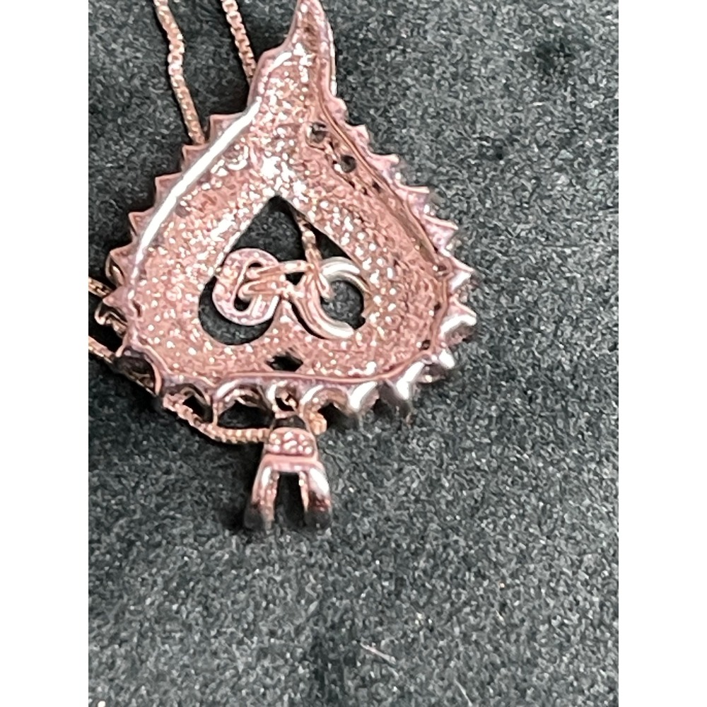 925 Sterling Silver Heart Pendant Necklace 18" Chain - Picture 4 of 5